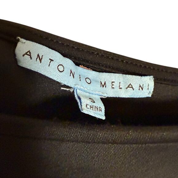 Antonia Melani Black Sleeveless Ruffled One Shoulder Bodycon Mini Dress Small - Picture 2 of 6